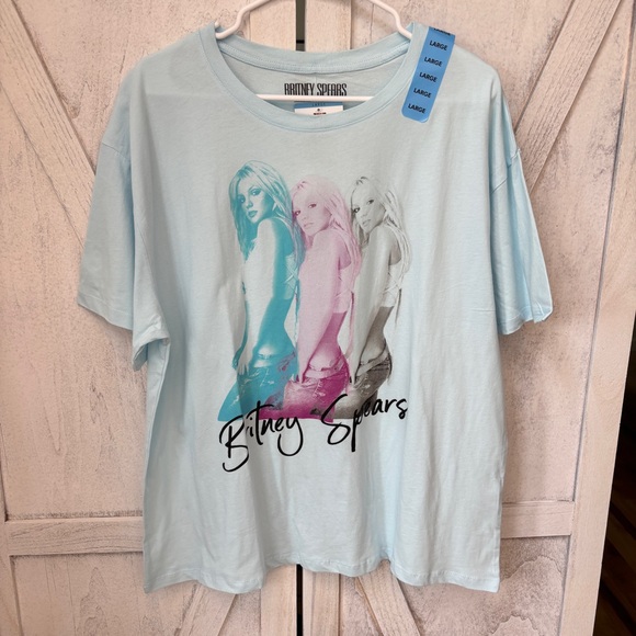 Britney Spears Screen Print Band T Shirt Women’s Large Blue & Pink New with Tags - Picture 8 of 8